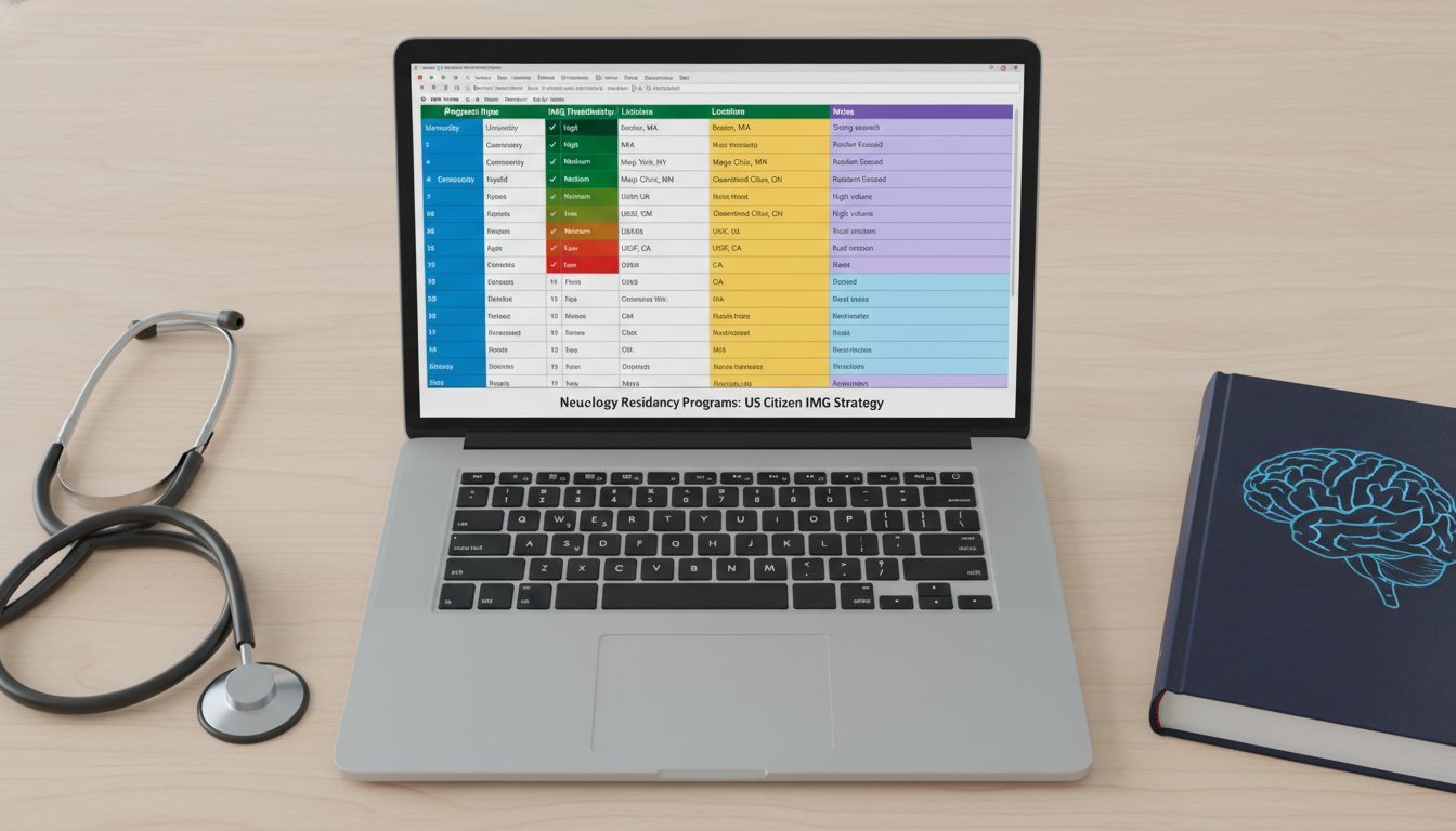 Neurology Residency Application Planning Spreadsheet - US citizen IMG for Program Selection Strategy for US Citizen IMG in Ne