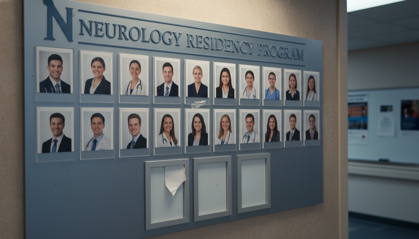 Neurology resident roster board showing missing photos Neurology resident roster board showing missing photos - US citizen IMG for Resident Turnover Warning Signs for US Citizen IM