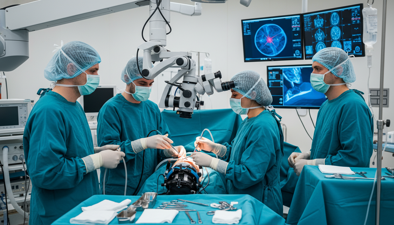 Neurosurgery team performing high-volume cranial surgery Neurosurgery team performing high-volume cranial surgery - US citizen IMG for Case Volume Evaluation for US Citizen IMG in Ne