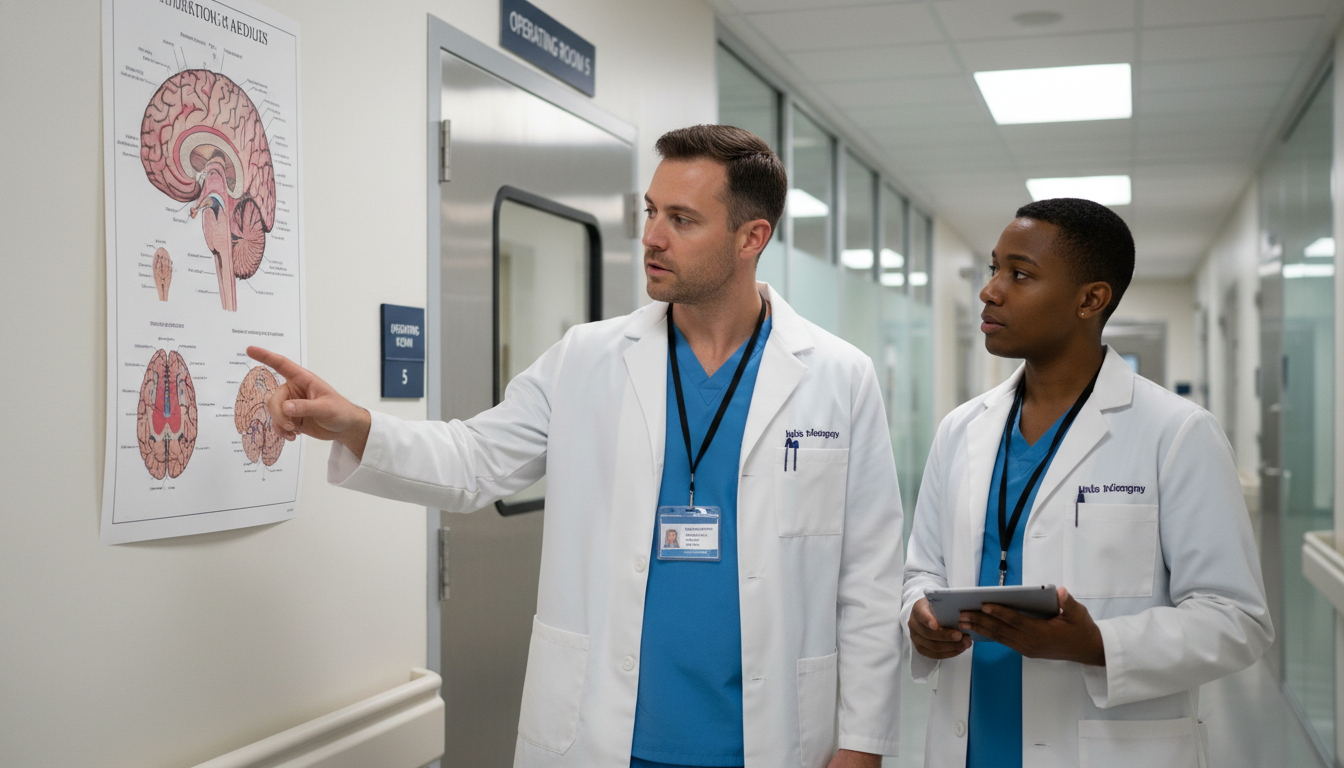 US citizen IMG neurosurgery applicant during away rotation speaking with faculty US citizen IMG neurosurgery applicant during away rotation speaking with faculty - US citizen IMG for Pre-Match Communication