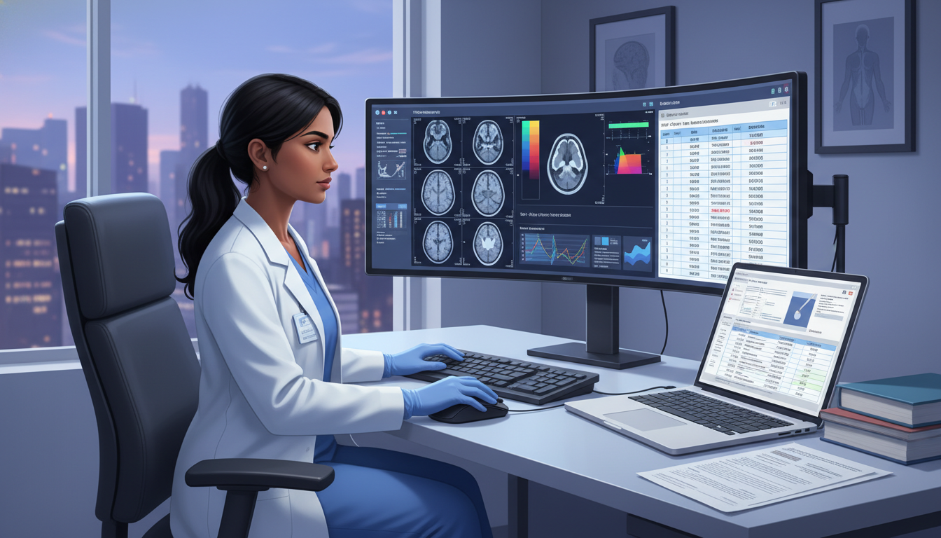 Neurosurgery resident reviewing brain imaging data for research Neurosurgery resident reviewing brain imaging data for research - US citizen IMG for Research During Residency for US Citizen