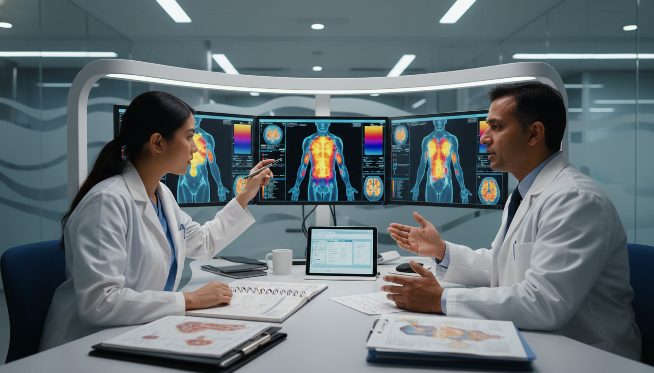 Medical student on nuclear medicine rotation reviewing PET/CT scans - US citizen IMG for Away Rotation Strategy for US Citize