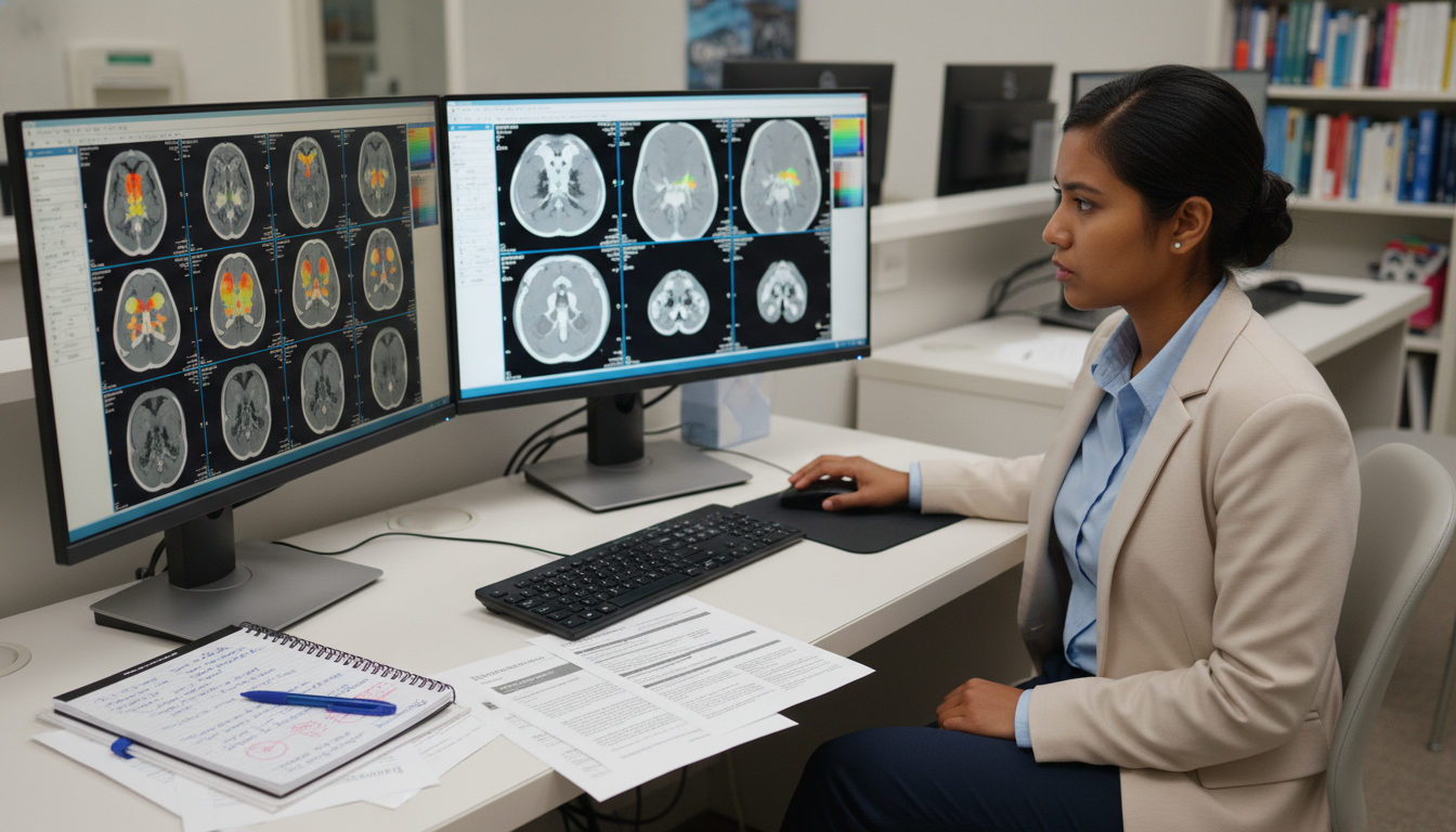 Resident reviewing PET/CT scans during nuclear medicine interview preparation - US citizen IMG for Pre-Interview Preparation