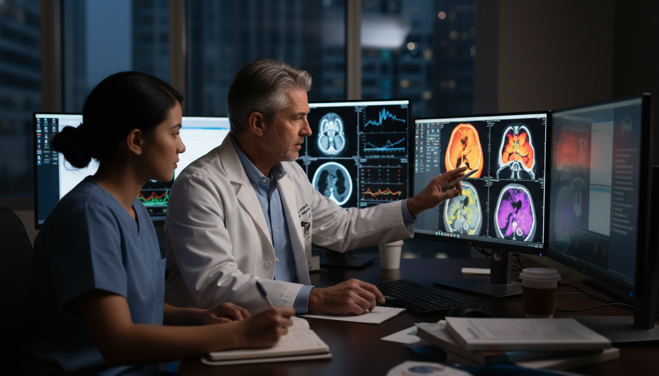 Nuclear medicine attending mentoring US IMG during PET scan review Nuclear medicine attending mentoring US IMG during PET scan review - US citizen IMG for Addressing Red Flags for US Citizen I