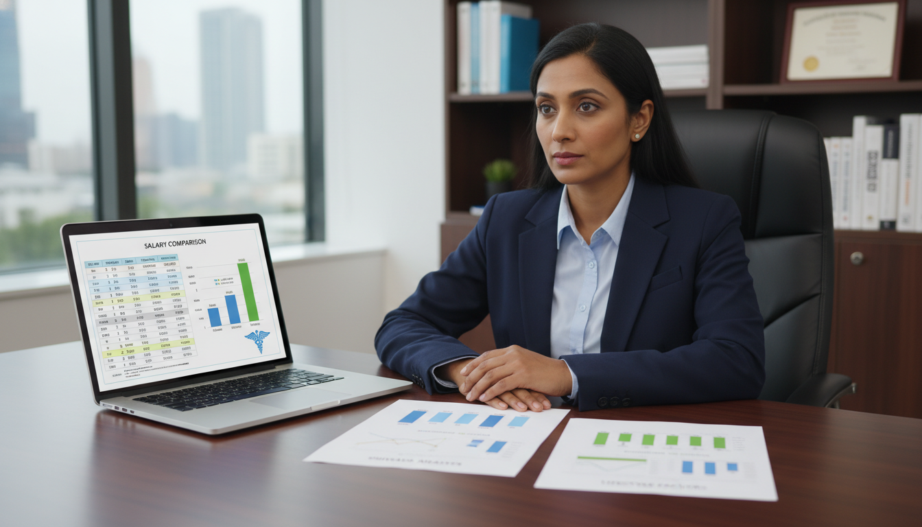 OB GYN physician comparing income and lifestyle charts for academic vs private practice OB GYN physician comparing income and lifestyle charts for academic vs private practice - US citizen IMG for Academic vs Priv