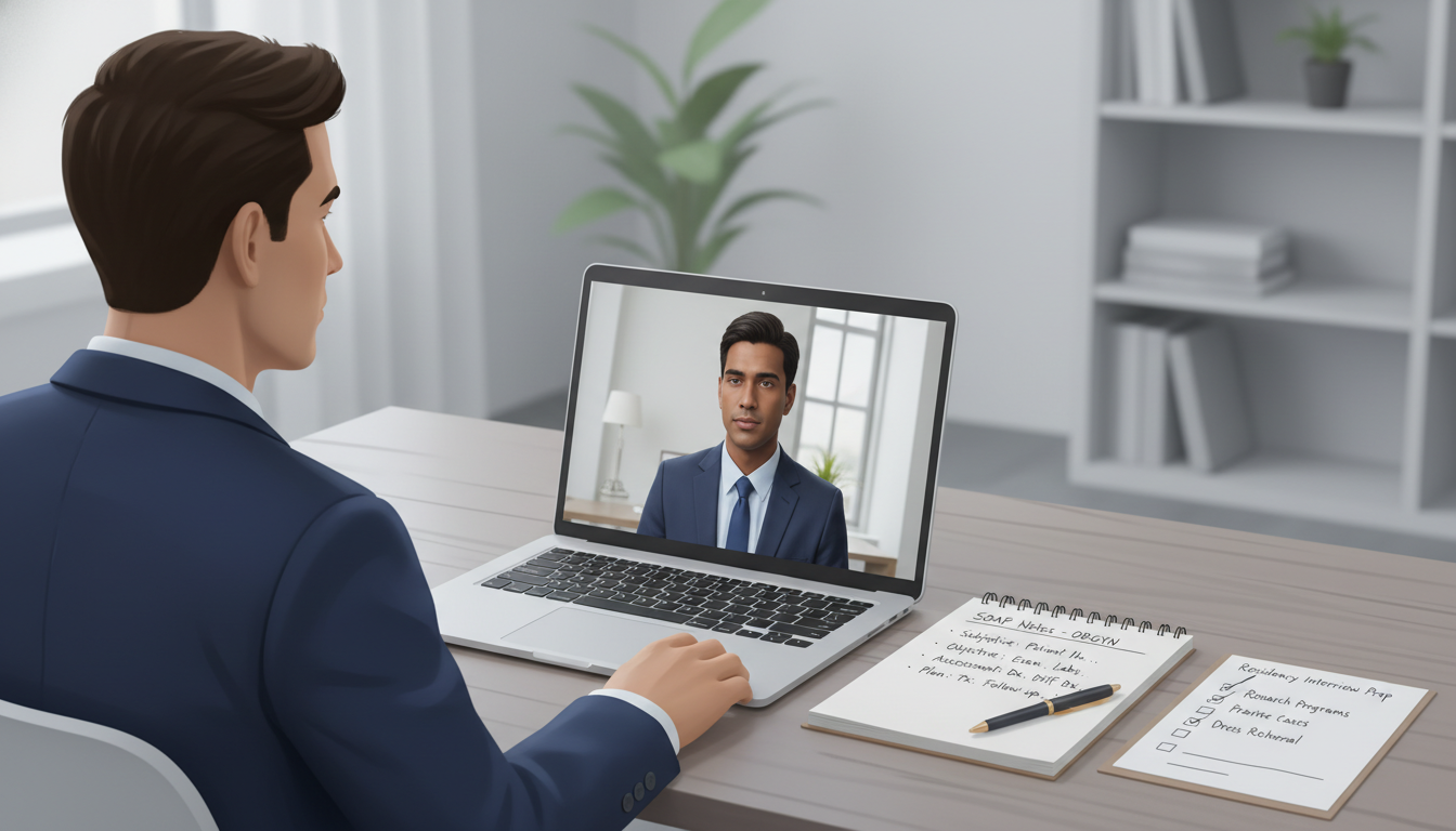 Residency applicant during SOAP interview via video call - US citizen IMG for SOAP Preparation for US Citizen IMG in Obstetri