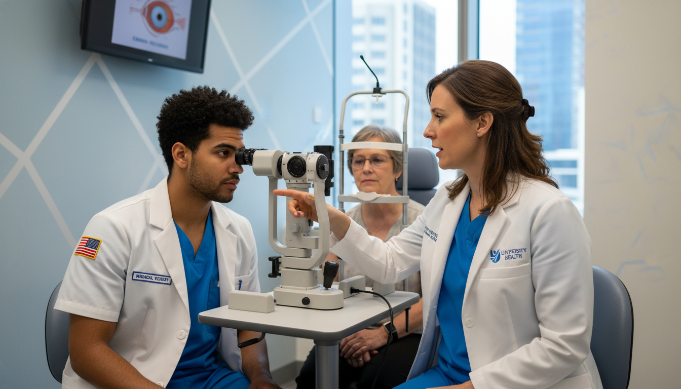 Ophthalmology attending teaching US citizen IMG how to use slit lamp Ophthalmology attending teaching US citizen IMG how to use slit lamp - US citizen IMG for Away Rotation Strategy for US Citiz