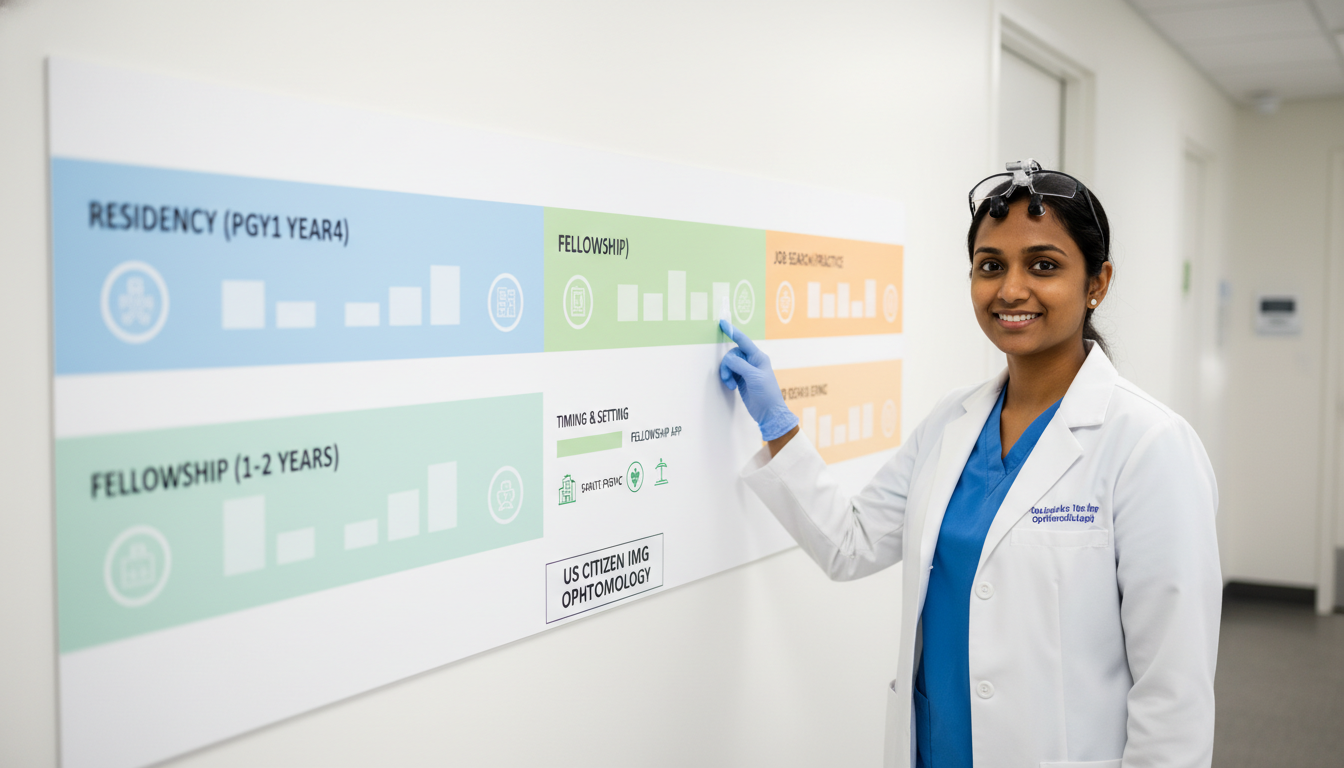Ophthalmology Resident Reviewing Career Timeline Ophthalmology Resident Reviewing Career Timeline - US citizen IMG for Job Search Timing for US Citizen IMG in Ophthalmology