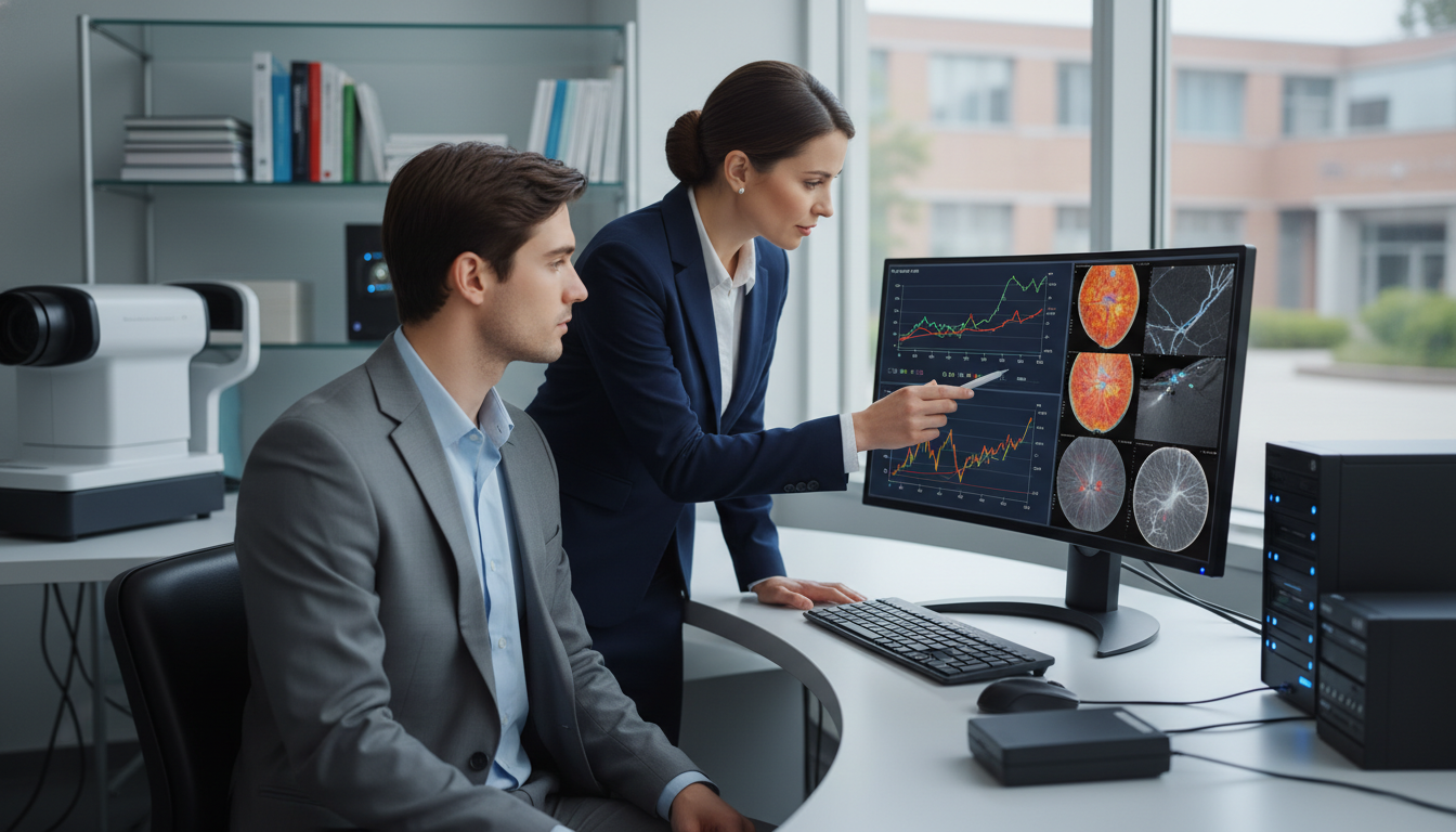 Ophthalmology resident and mentor reviewing research data - US citizen IMG for Low Step Score Strategies for US Citizen IMG i