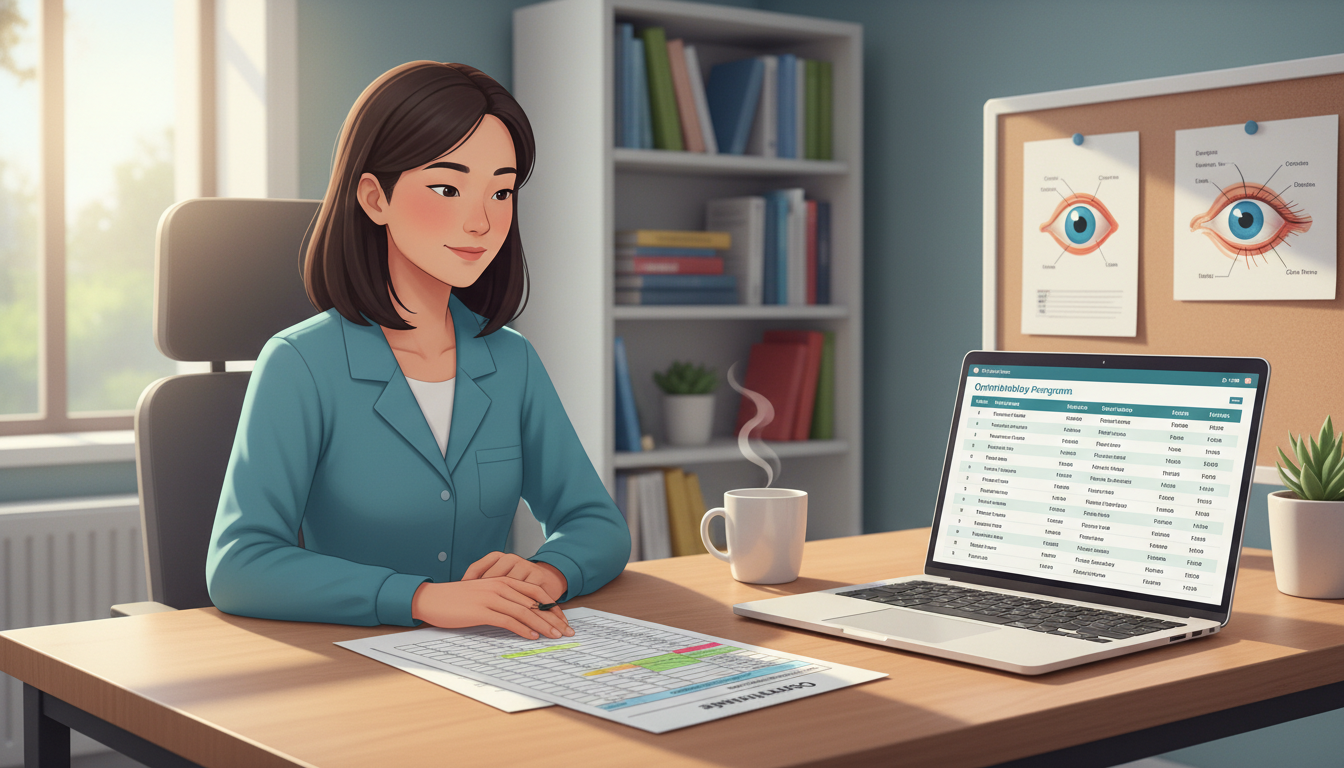 Ophthalmology residency applicant at a computer reviewing program list - US citizen IMG for Low Step Score Strategies for US