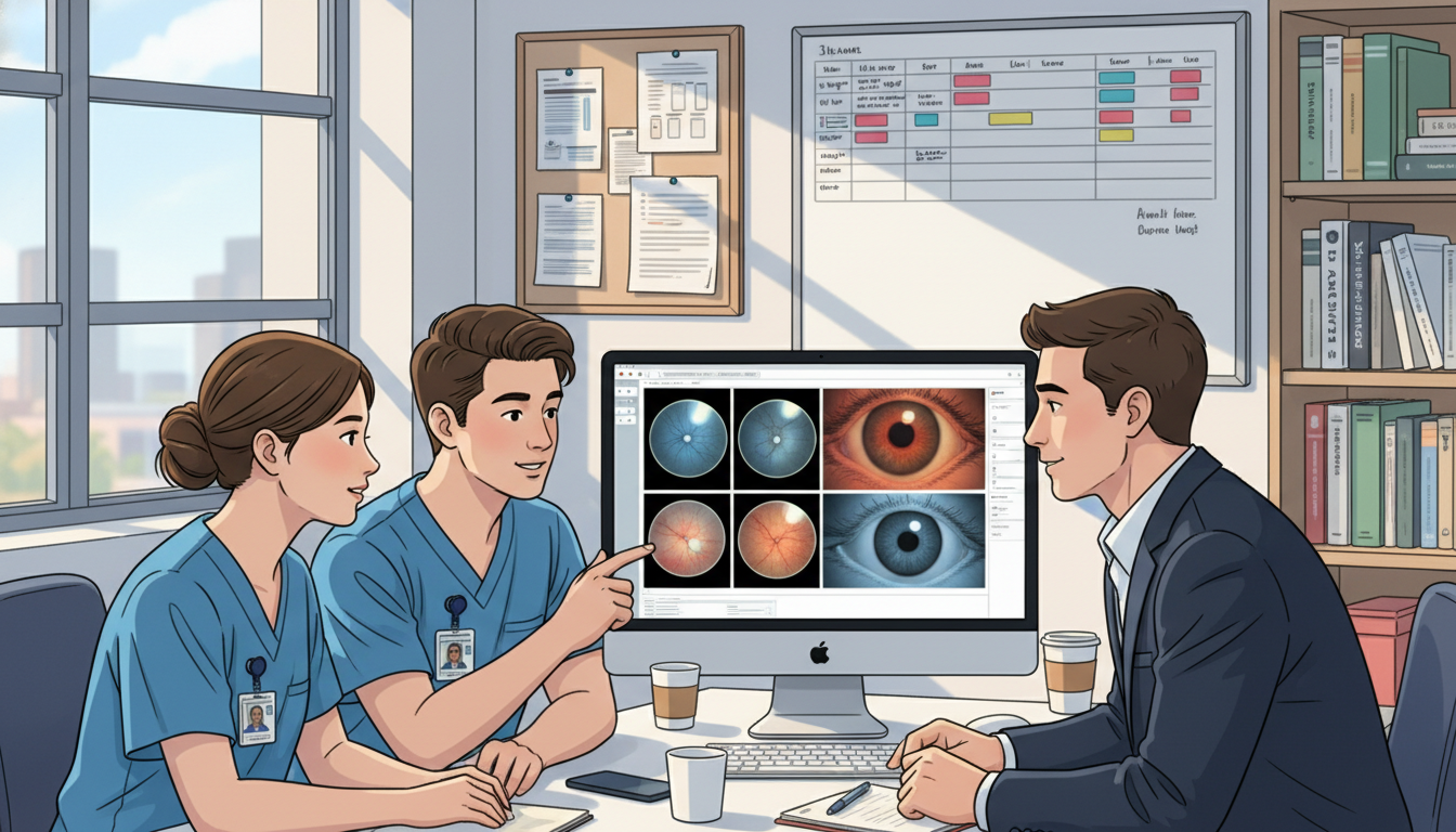 US citizen IMG discussing ophthalmology cases with residents US citizen IMG discussing ophthalmology cases with residents - US citizen IMG for Questions to Ask Programs for US Citizen IM