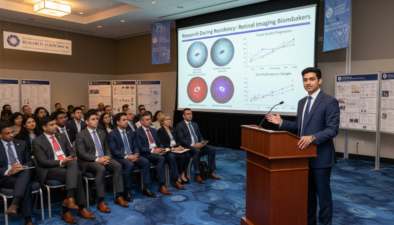 Ophthalmology resident presenting research at a conference Ophthalmology resident presenting research at a conference - US citizen IMG for Research During Residency for US Citizen IMG