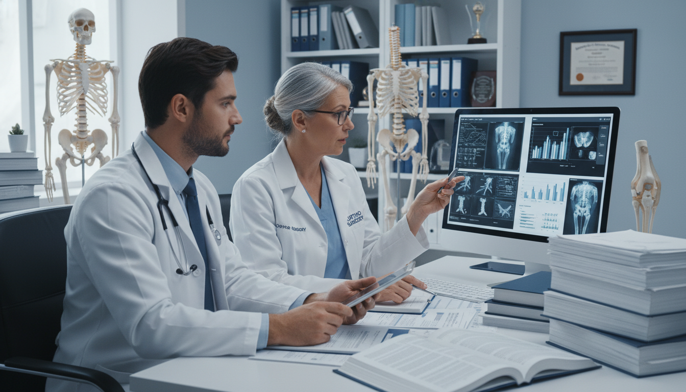 US citizen IMG discussing orthopedic research with mentor - US citizen IMG for Low Step Score Strategies for US Citizen IMG i