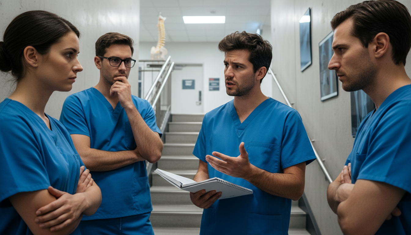 Orthopedic surgery residents discussing toxic culture warning signs Orthopedic surgery residents discussing toxic culture warning signs - US citizen IMG for Identifying Malignant Programs for U