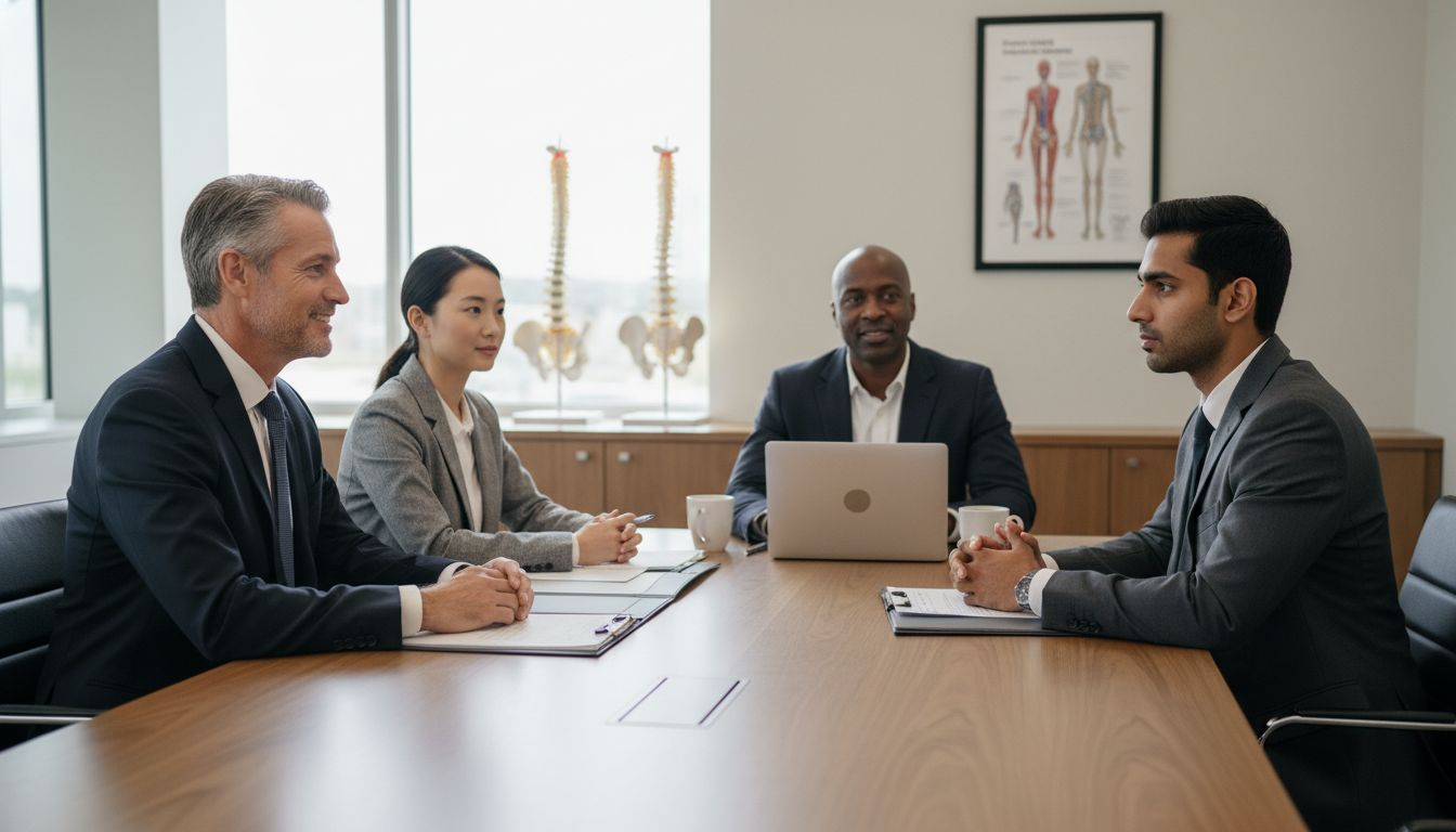 Orthopedic surgery residency interview panel speaking with an applicant Orthopedic surgery residency interview panel speaking with an applicant - US citizen IMG for Addressing Red Flags for US Citi