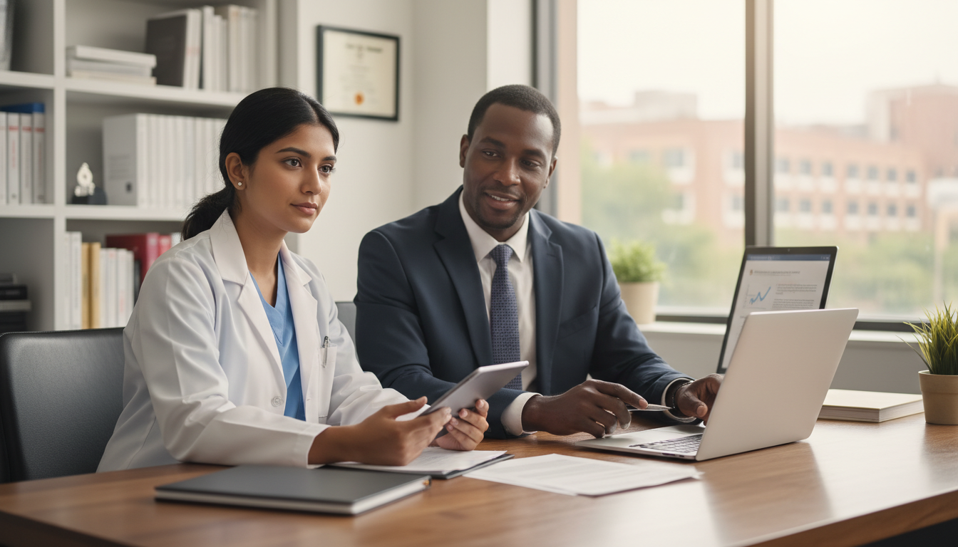 US citizen IMG pediatric resident talking with program director about residency culture US citizen IMG pediatric resident talking with program director about residency culture - US citizen IMG for Identifying Mali