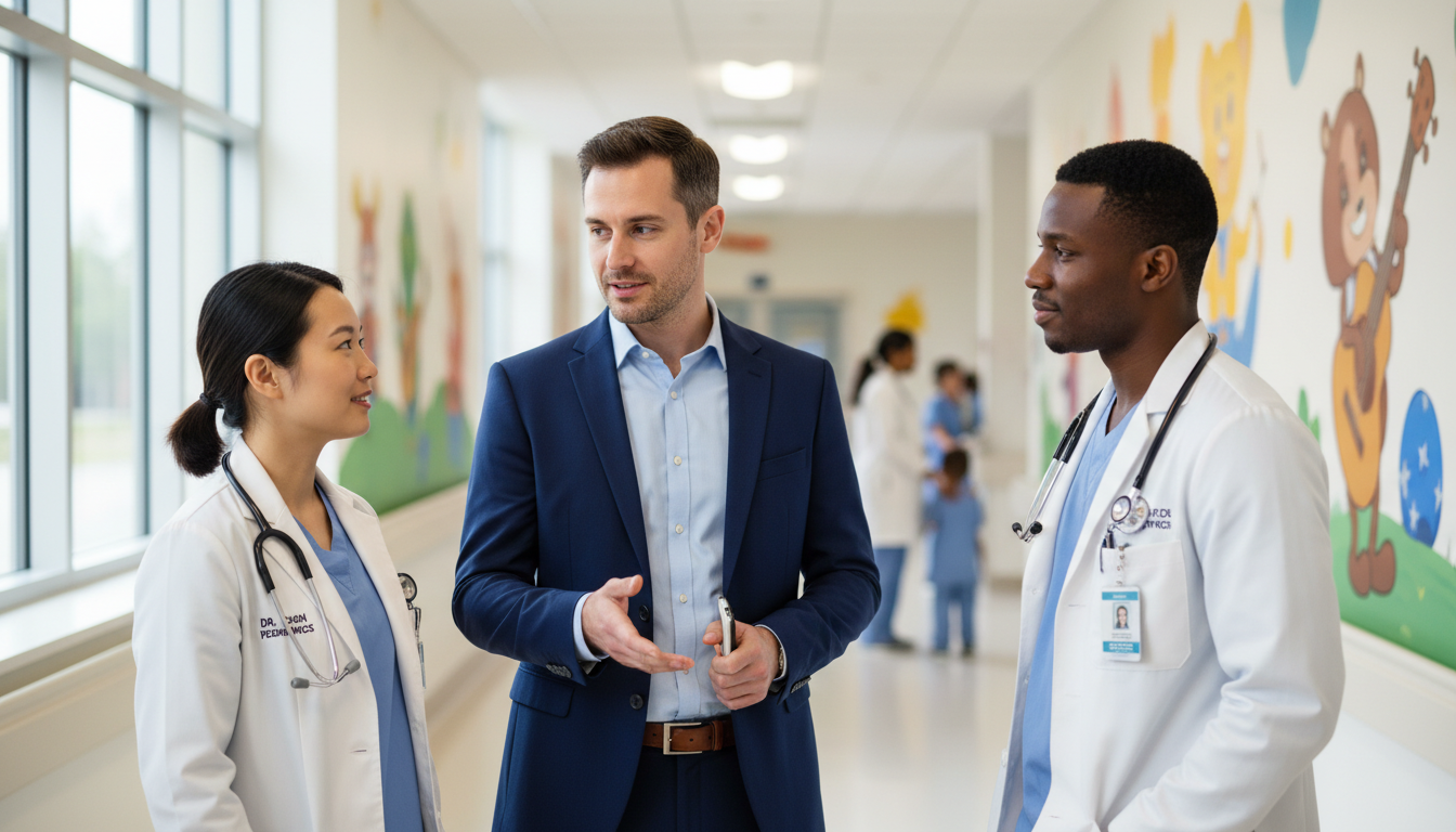 US citizen IMG talking with pediatrics residents during interview day US citizen IMG talking with pediatrics residents during interview day - US citizen IMG for Resident Turnover Warning Signs fo