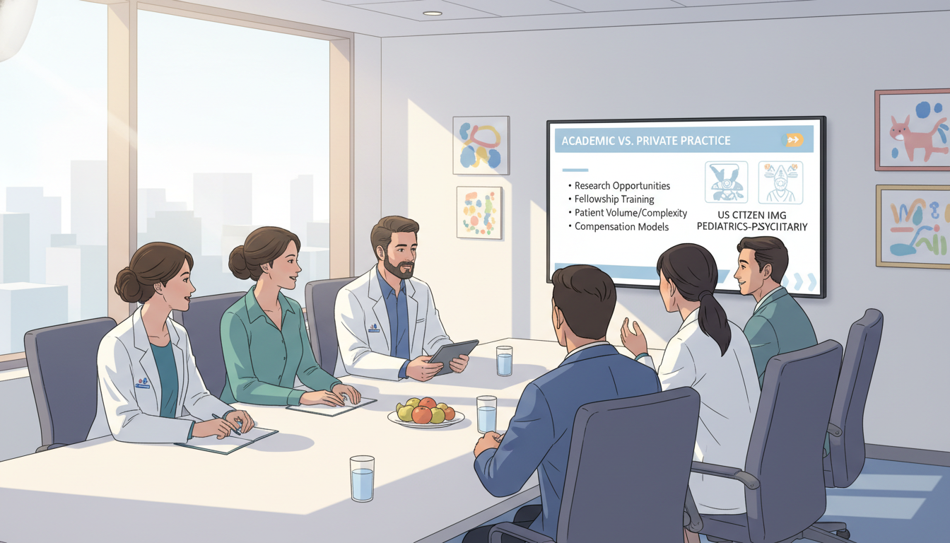 Pediatric-psychiatry academic team at a children’s hospital Pediatric-psychiatry academic team at a children’s hospital - US citizen IMG for Academic vs Private Practice for US Citizen