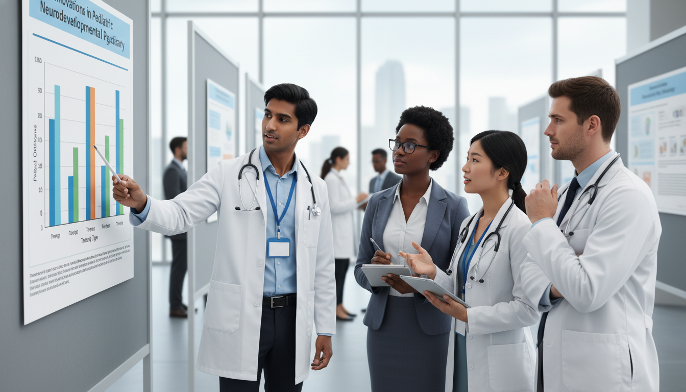 Resident presenting pediatric psychiatry research poster Resident presenting pediatric psychiatry research poster - US citizen IMG for CV Building for US Citizen IMG in Pediatrics-Ps