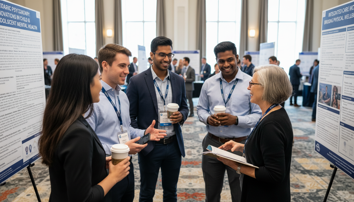 Resident physician networking at pediatrics-psychiatry conference - US citizen IMG for Job Search Timing for US Citizen IMG i