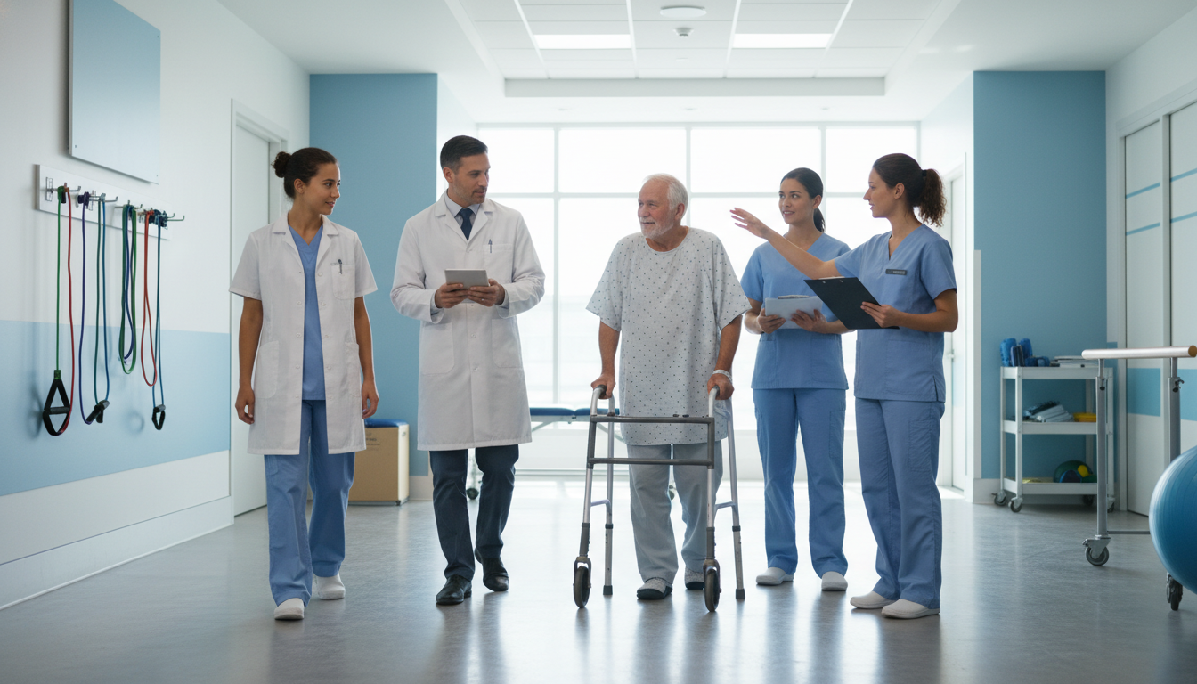 Medical student working closely with a physiatrist during inpatient rehabilitation rounds Medical student working closely with a physiatrist during inpatient rehabilitation rounds - US citizen IMG for Letters of Rec