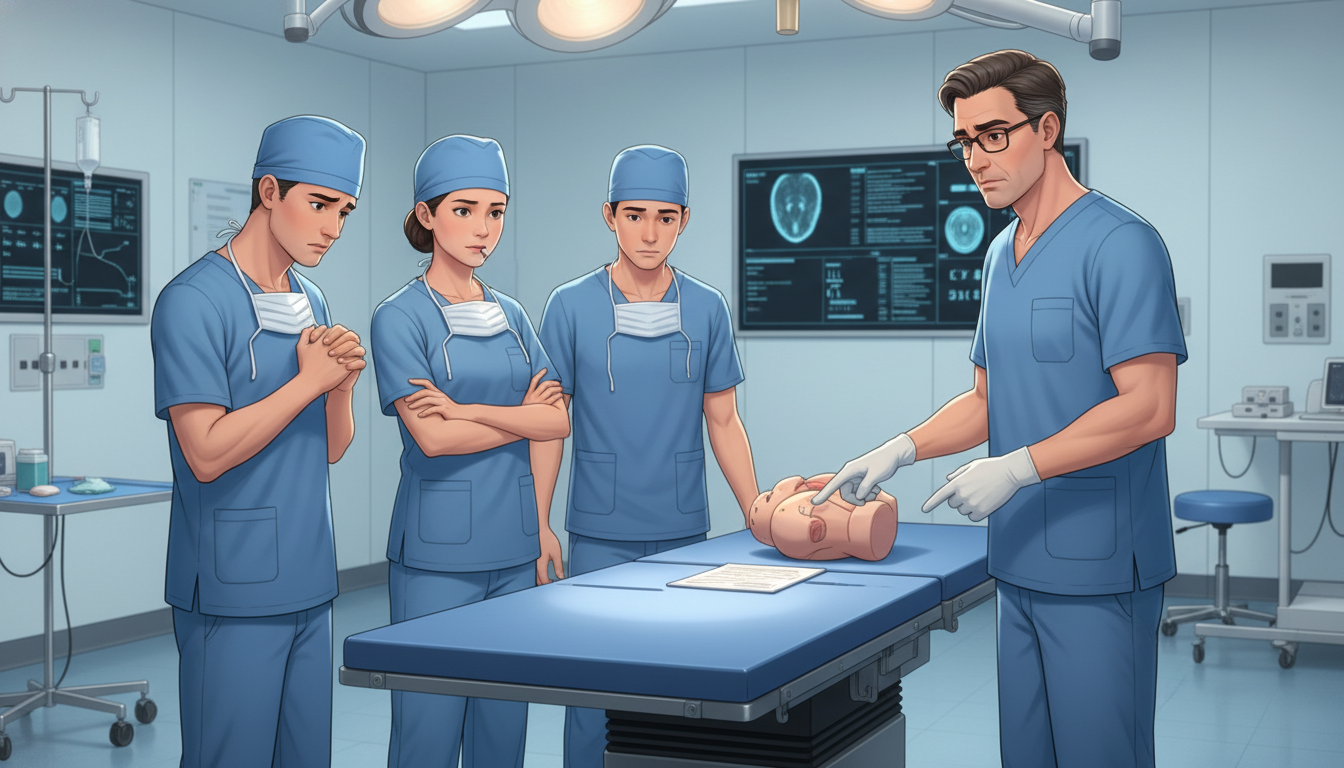 Plastic surgery residents in the operating room evaluating training environment Plastic surgery residents in the operating room evaluating training environment - US citizen IMG for Identifying Malignant Pr