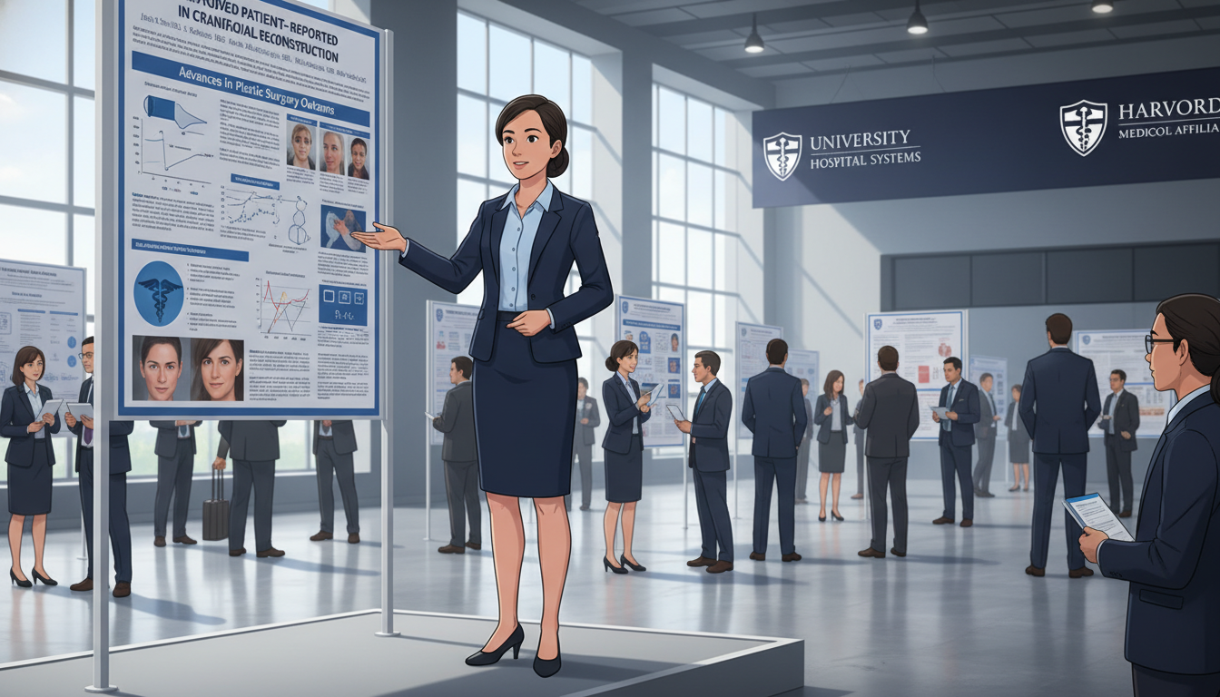 US citizen IMG presenting a plastic surgery research poster at a national conference - US citizen IMG for Research Profile Bu