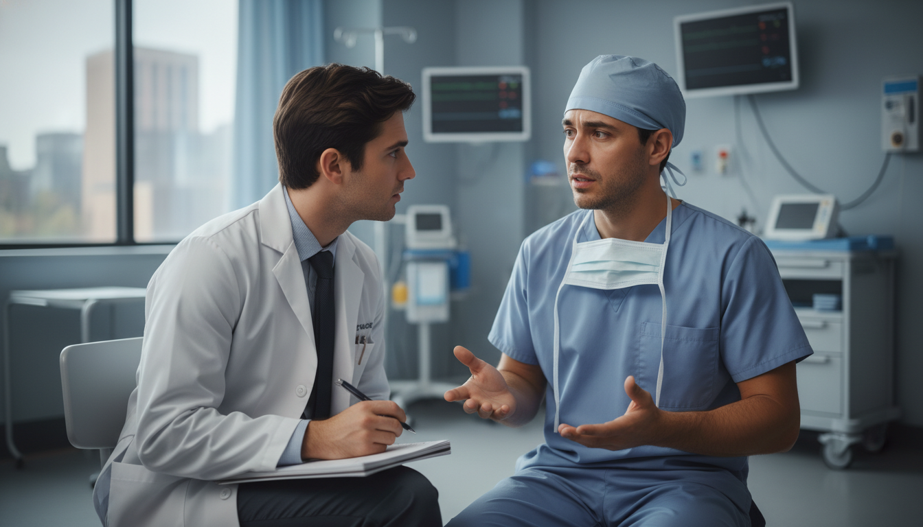 Medical student speaking privately with a plastic surgery resident during a hospital tour Medical student speaking privately with a plastic surgery resident during a hospital tour - US citizen IMG for Resident Turno