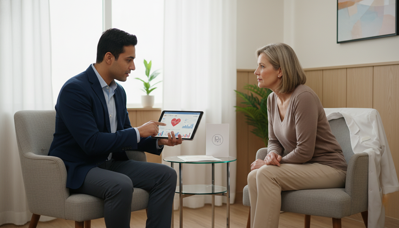 Physician in a private practice clinic consulting with patient Physician in a private practice clinic consulting with patient - US citizen IMG for Academic vs Private Practice for US Citiz