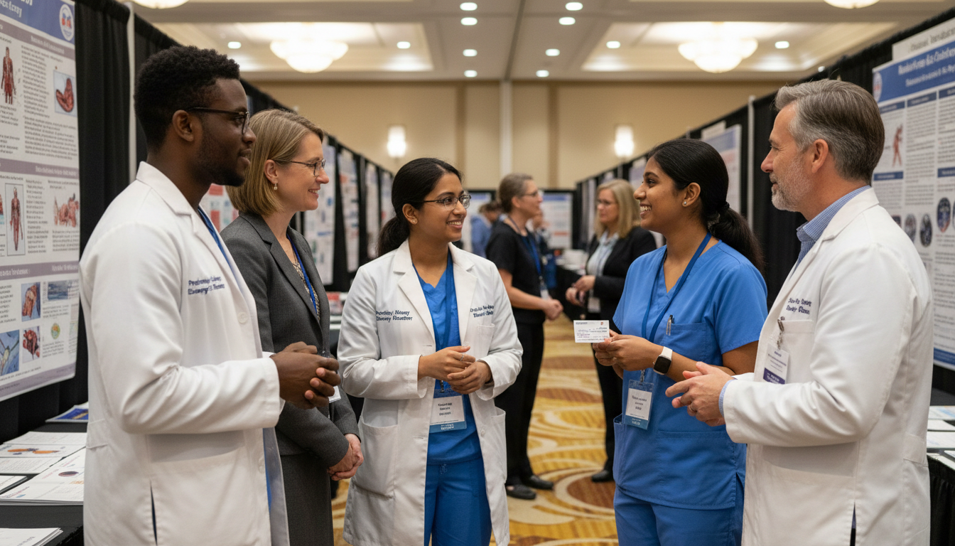 Residents networking at a medical conference - US citizen IMG for Networking in Medicine for US Citizen IMG in Preliminary Su