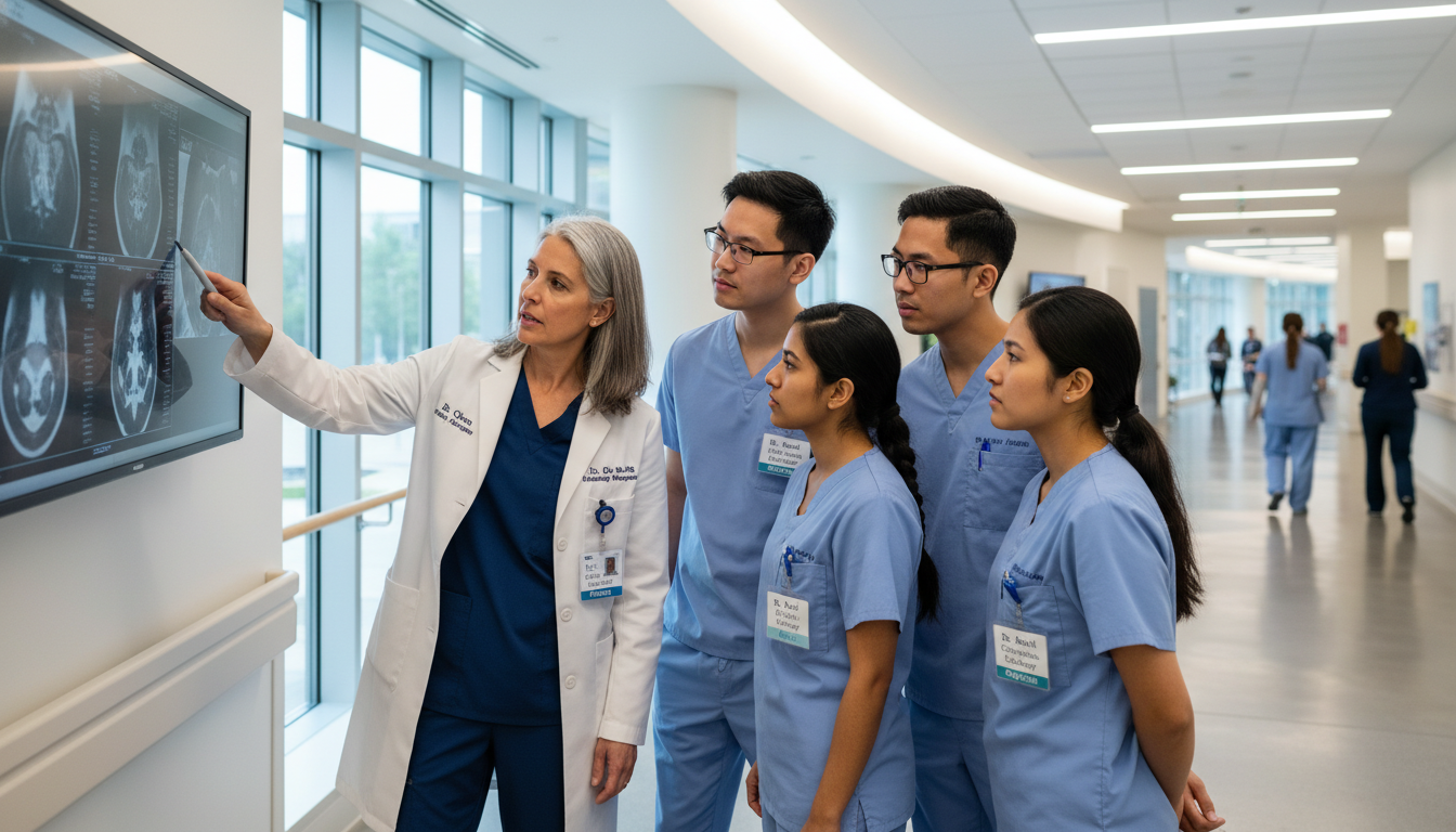 Surgical team in discussion, highlighting prelim and categorical residents working together Surgical team in discussion, highlighting prelim and categorical residents working together - US citizen IMG for How to Resea