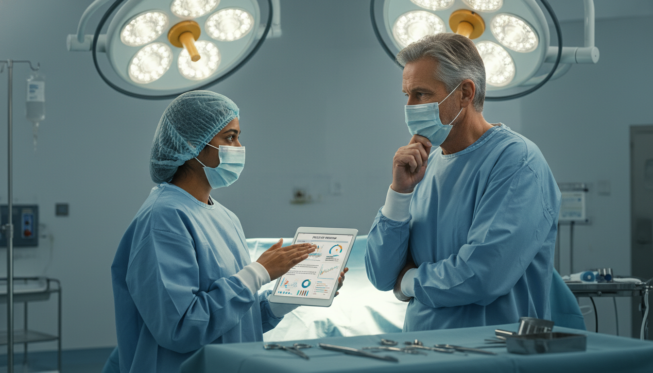 Preliminary surgery resident in operating room discussing performance with attending - US citizen IMG for Step Score Strategy