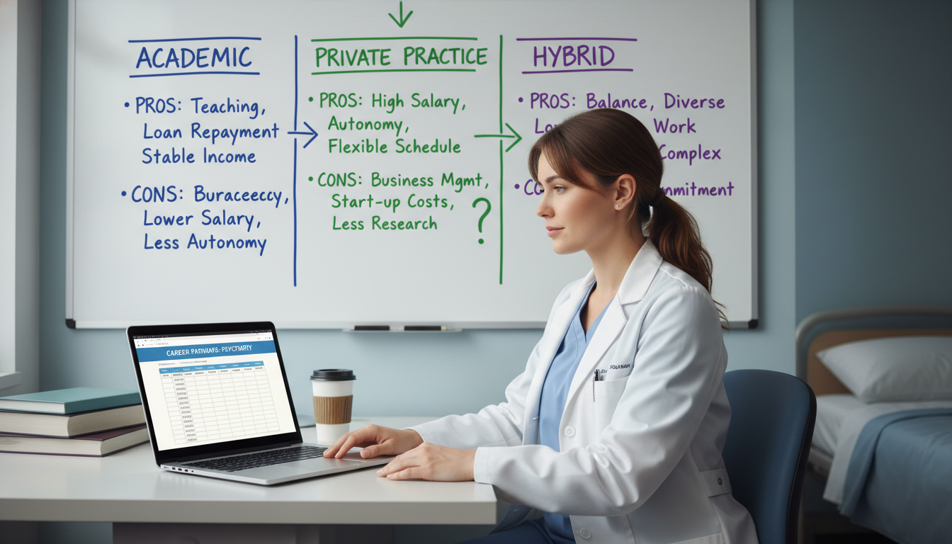 Psychiatry resident evaluating academic versus private practice career paths Psychiatry resident evaluating academic versus private practice career paths - US citizen IMG for Academic vs Private Practic