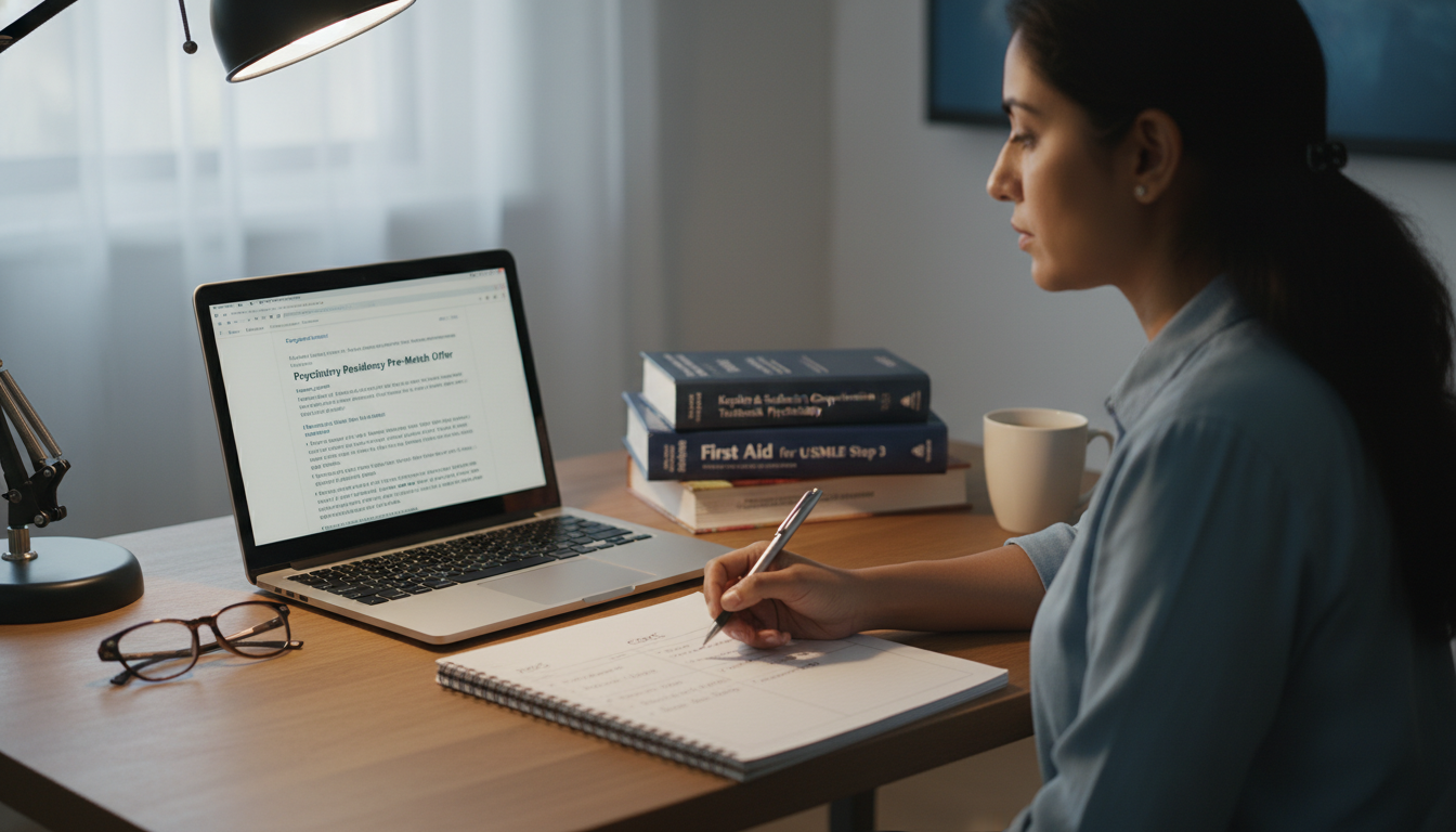 Residency applicant weighing a pre-match offer in psychiatry Residency applicant weighing a pre-match offer in psychiatry - US citizen IMG for Pre-Match Communication for US Citizen IMG