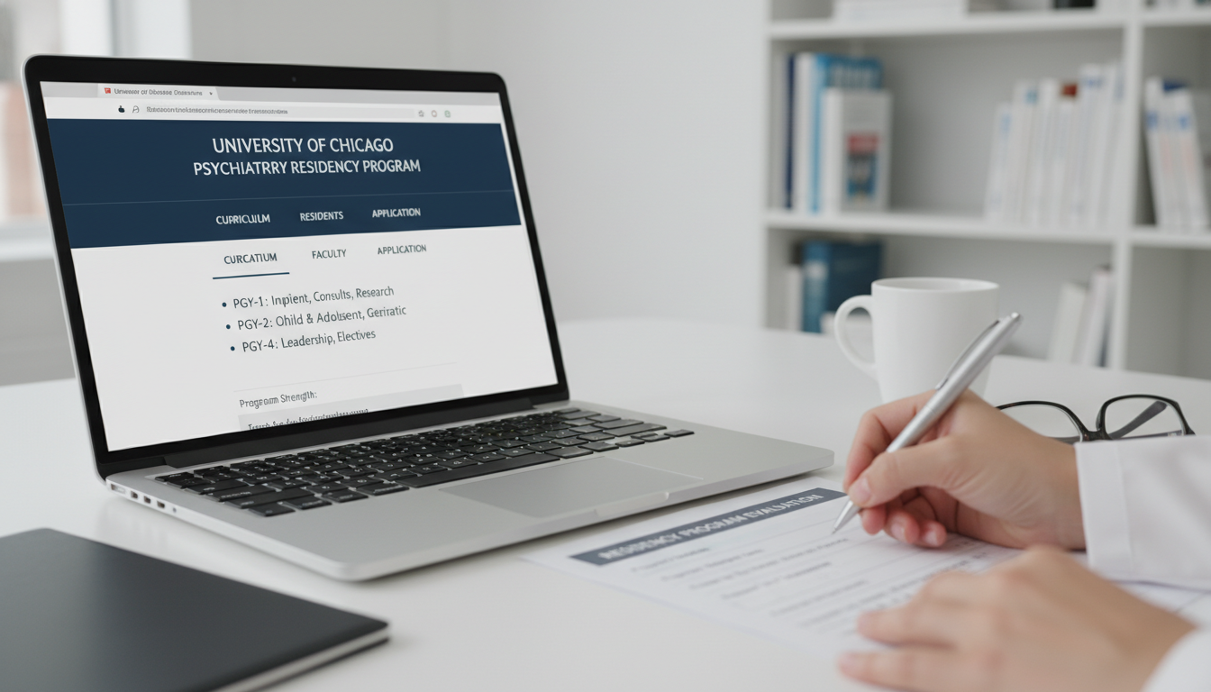 Psychiatry residency program website on a laptop screen Psychiatry residency program website on a laptop screen - US citizen IMG for How to Research Programs for US Citizen IMG in P