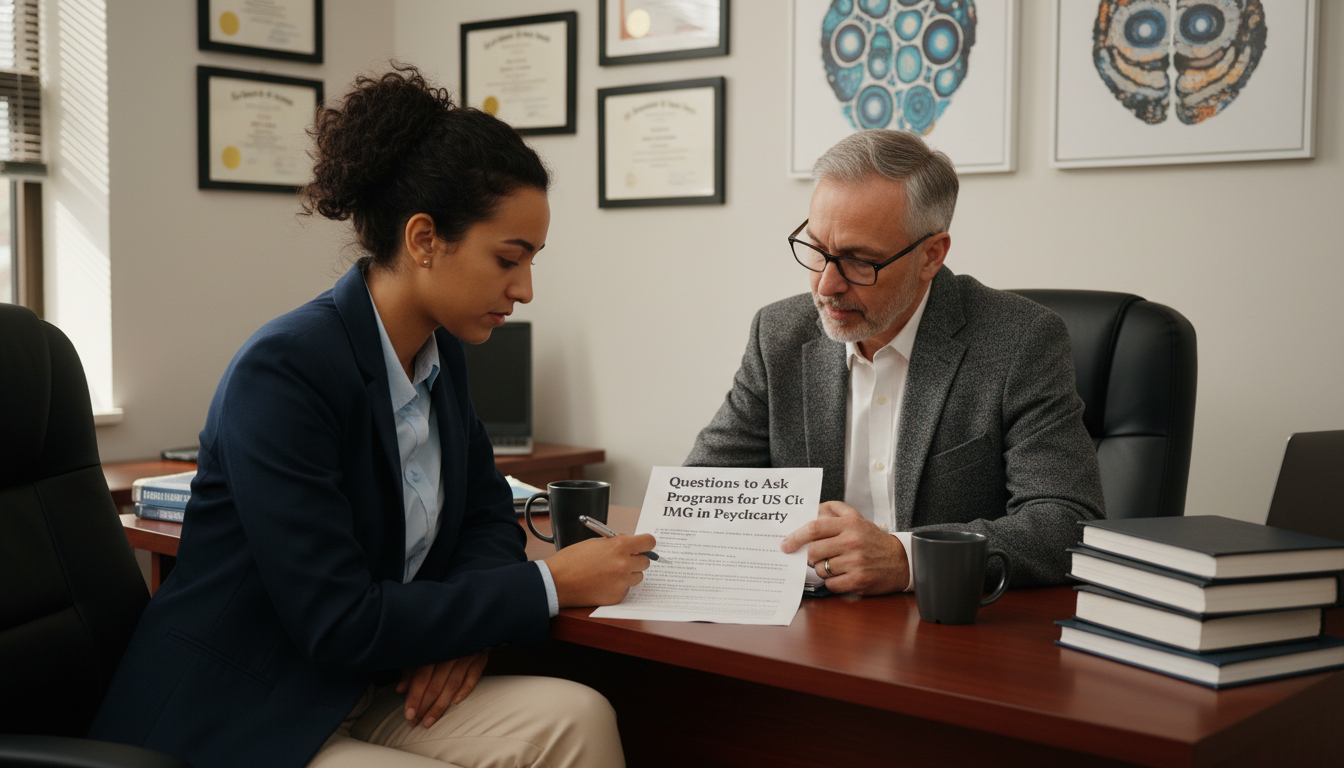 US citizen IMG discussing psychiatry residency questions with mentor US citizen IMG discussing psychiatry residency questions with mentor - US citizen IMG for Questions to Ask Programs for US Ci
