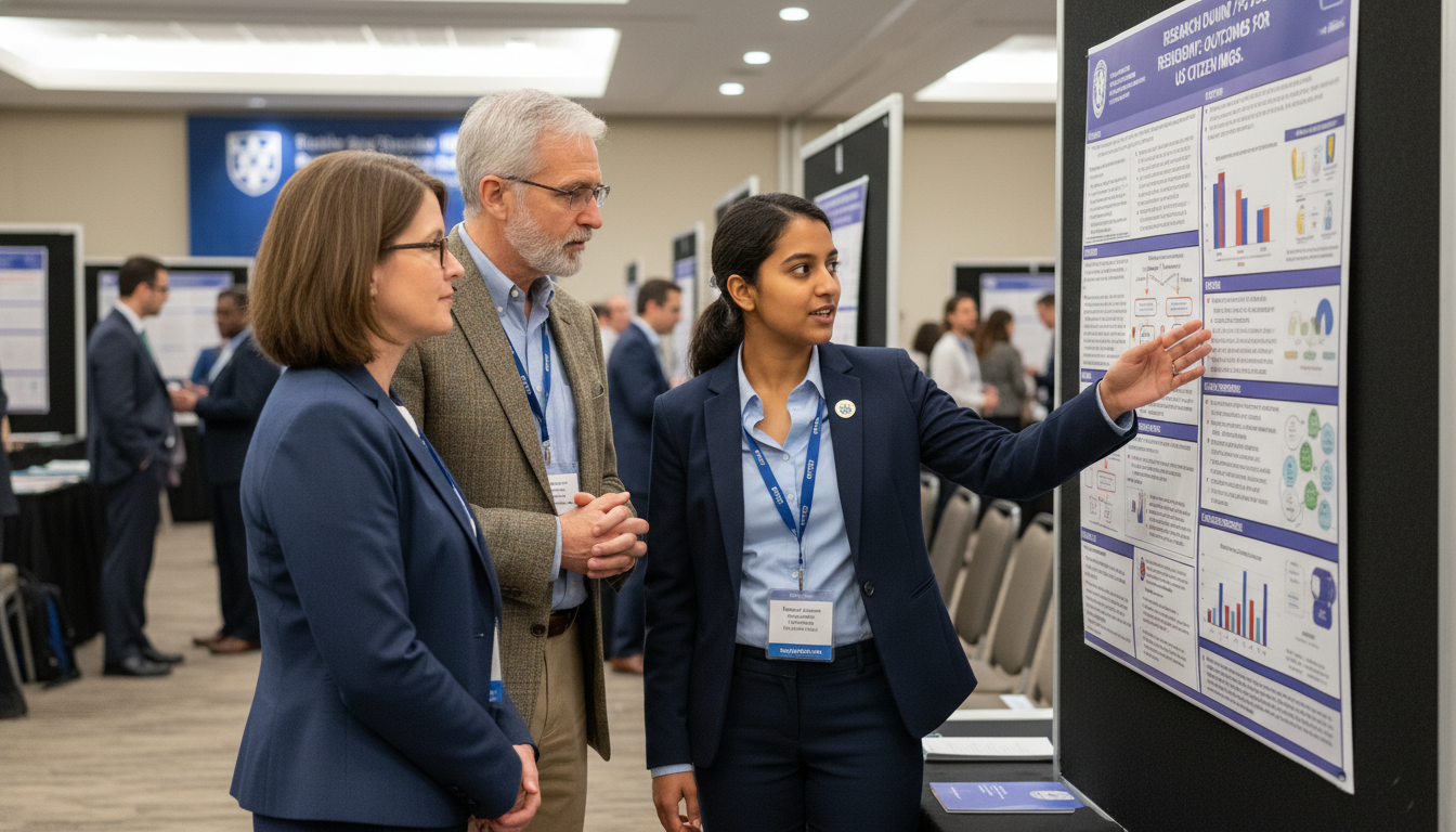 Psychiatry Resident Presenting Research Poster at Conference Psychiatry Resident Presenting Research Poster at Conference - US citizen IMG for Research During Residency for US Citizen IM