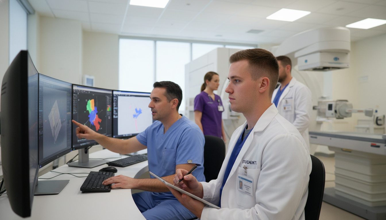 Medical student working with a radiation oncology team during a clinical rotation Medical student working with a radiation oncology team during a clinical rotation - US citizen IMG for CV Building for US Cit