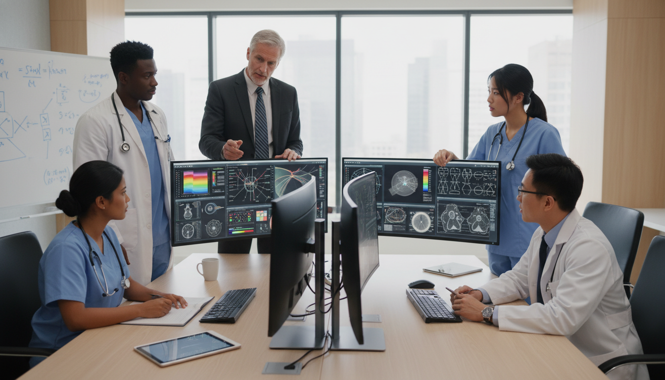 Radiation oncology residents in a teaching conference reviewing treatment plans Radiation oncology residents in a teaching conference reviewing treatment plans - US citizen IMG for Questions to Ask Program