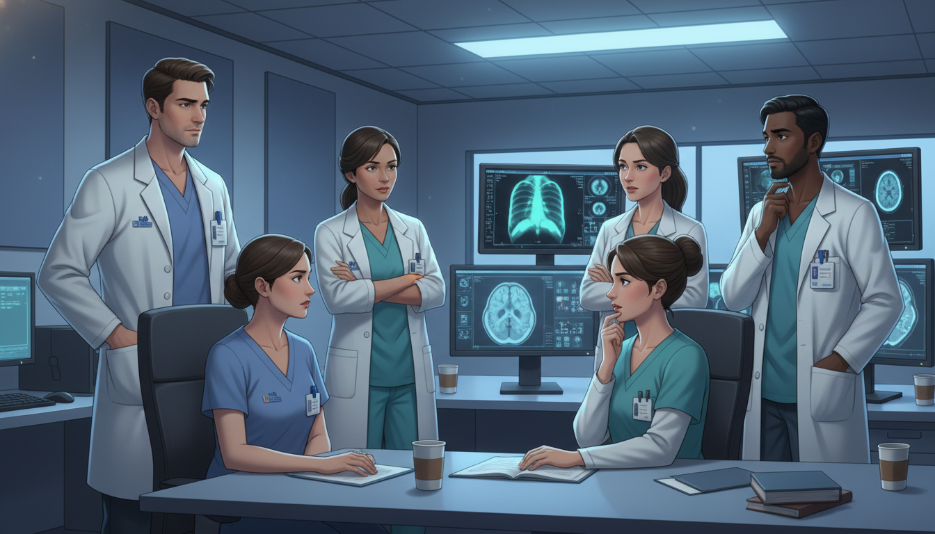 Radiology residents discussing culture and workload Radiology residents discussing culture and workload - US citizen IMG for Identifying Malignant Programs for US Citizen IMG in