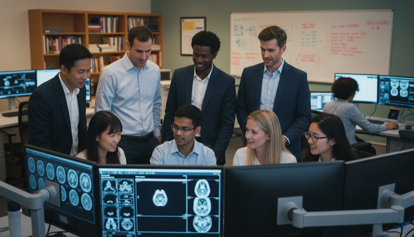 Radiology residents reviewing cases together in a reading room Radiology residents reviewing cases together in a reading room - US citizen IMG for Questions to Ask Programs for US Citizen