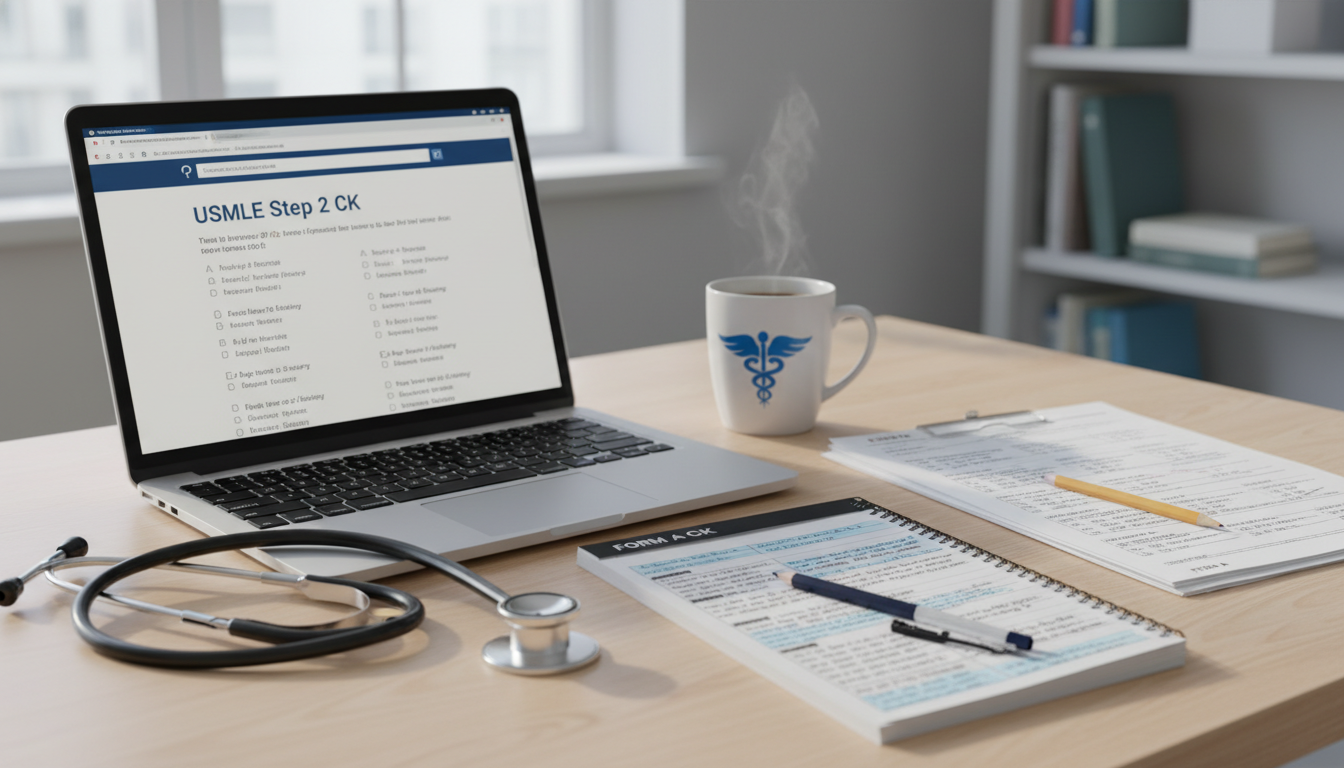 Study resources for USMLE Step 2 CK on a resident's desk Study resources for USMLE Step 2 CK on a resident's desk - US citizen IMG for USMLE Step 2 CK Preparation for US Citizen IMG