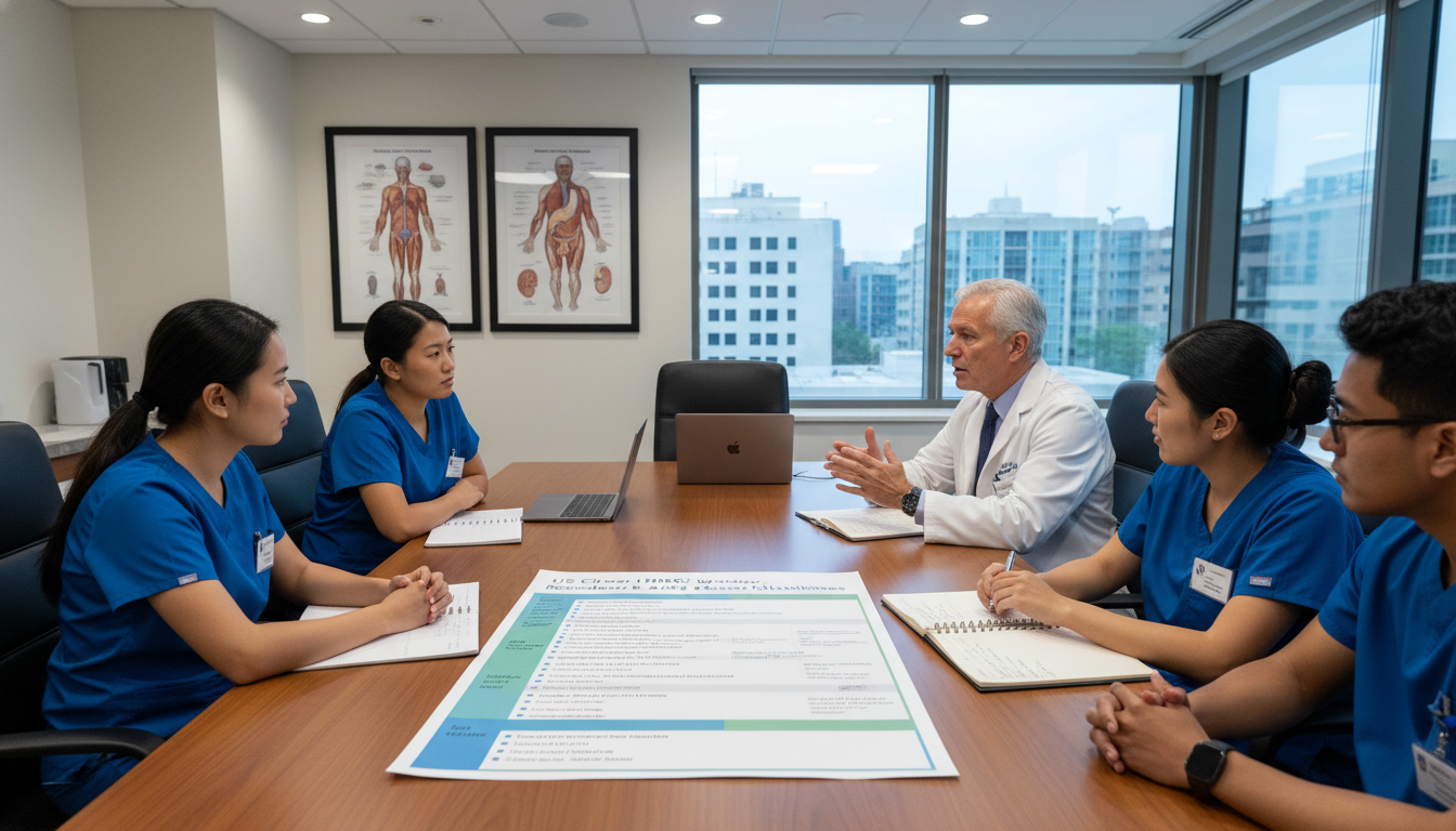 Urology residents discussing career plans and job search timing Urology residents discussing career plans and job search timing - US citizen IMG for Job Search Timing for US Citizen IMG in