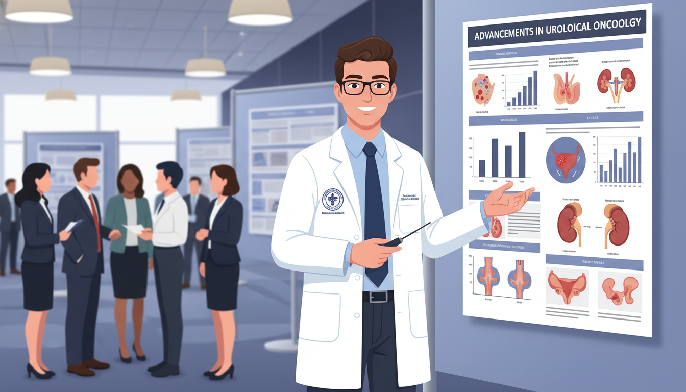 Medical student presenting urology research poster at conference Medical student presenting urology research poster at conference - US citizen IMG for Research Profile Building for US Citize