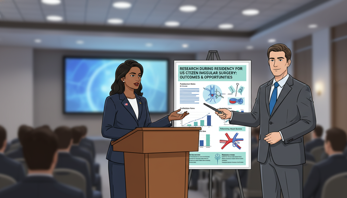 Vascular surgery residents presenting research at a conference Vascular surgery residents presenting research at a conference - US citizen IMG for Research During Residency for US Citizen