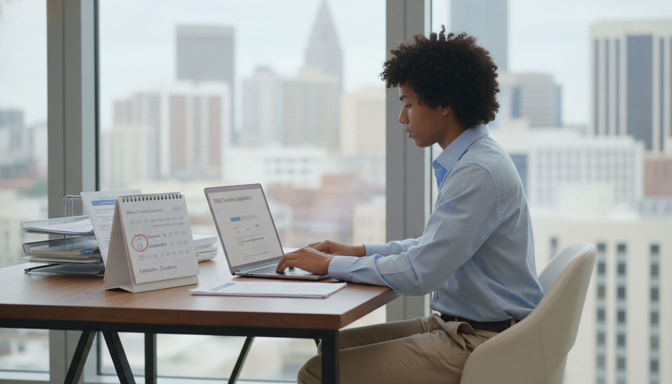 Caribbean medical graduate submitting ERAS application on laptop Caribbean medical graduate submitting ERAS application on laptop - Caribbean medical school residency for Application Timelin