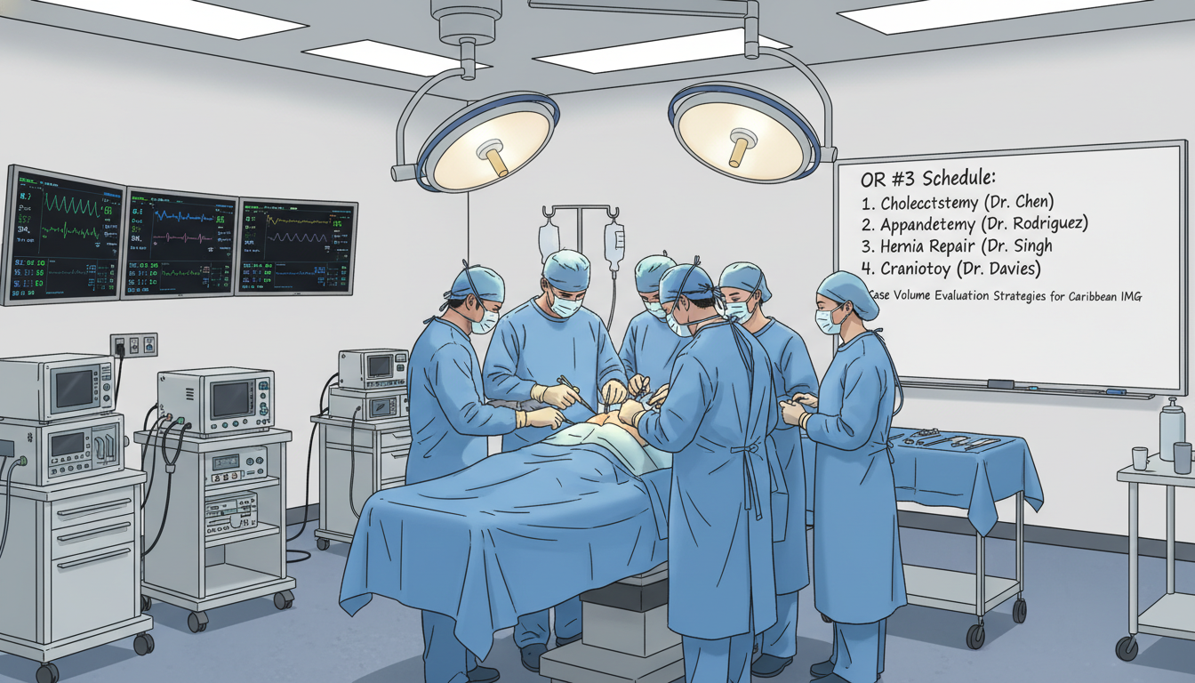 Operating room team demonstrating high surgical case volume for residents Operating room team demonstrating high surgical case volume for residents - Caribbean medical school residency for Case Volum