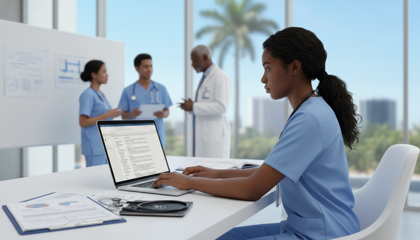 Resident physician working on research and fellowship applications Resident physician working on research and fellowship applications - Caribbean medical school residency for Fellowship Prepar