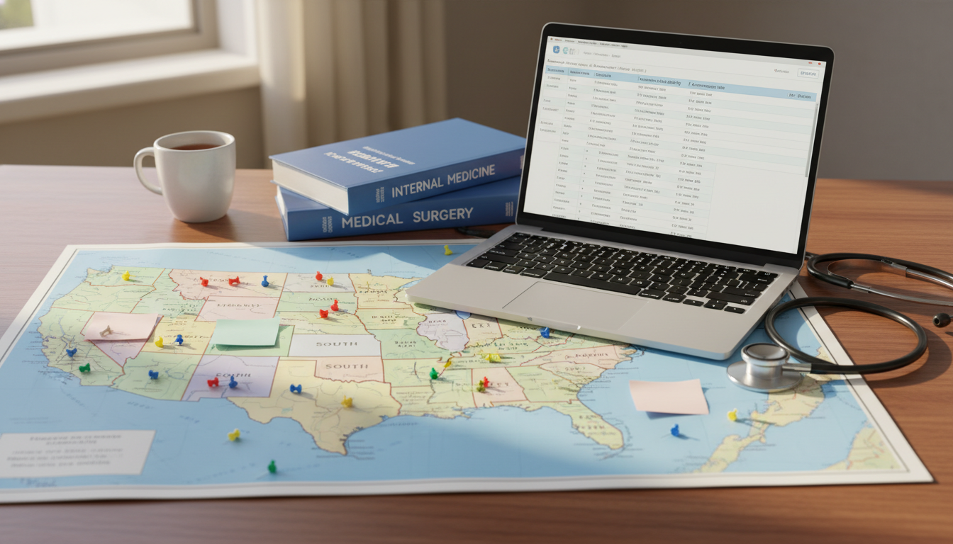 Map of United States showing regions of opportunity for Caribbean IMGs Map of United States showing regions of opportunity for Caribbean IMGs - Caribbean medical school residency for Geographic Fl