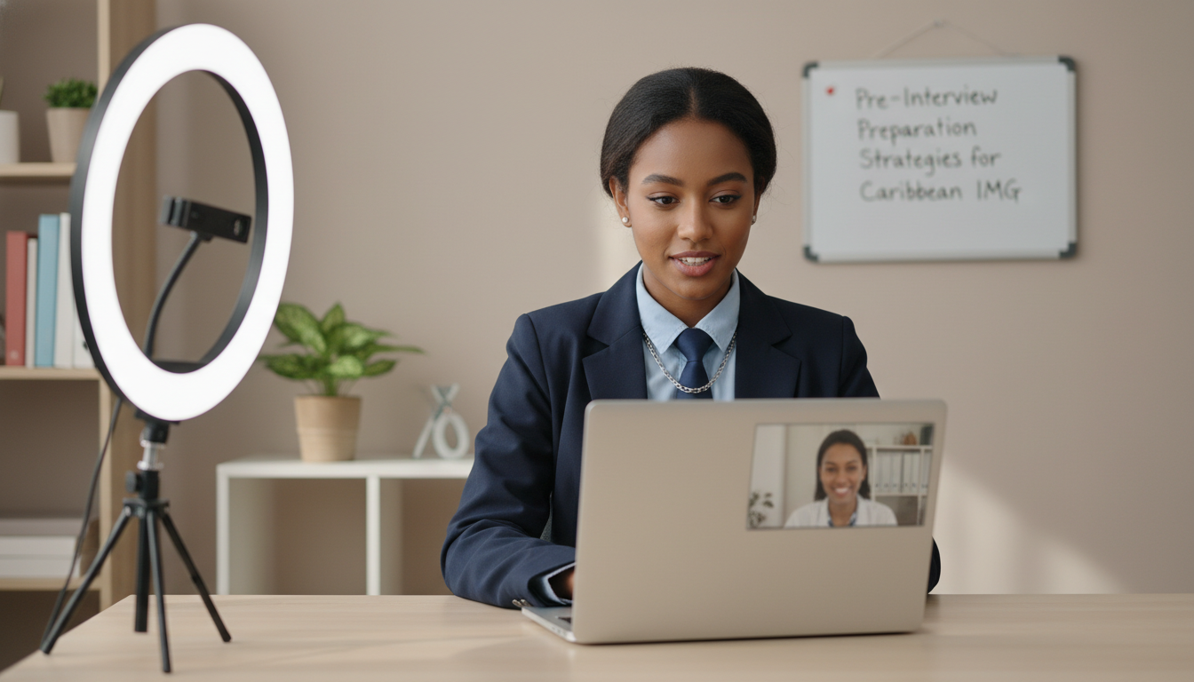 Caribbean IMG practicing residency interview on video call - Caribbean medical school residency for Pre-Interview Preparation